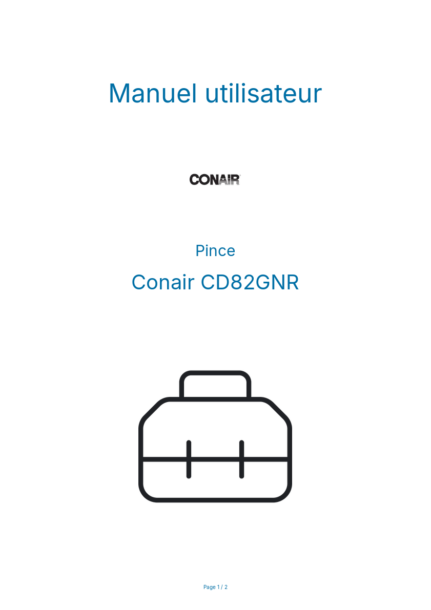 Page n°1 - Manuel utilisateur Conair CD82GNR