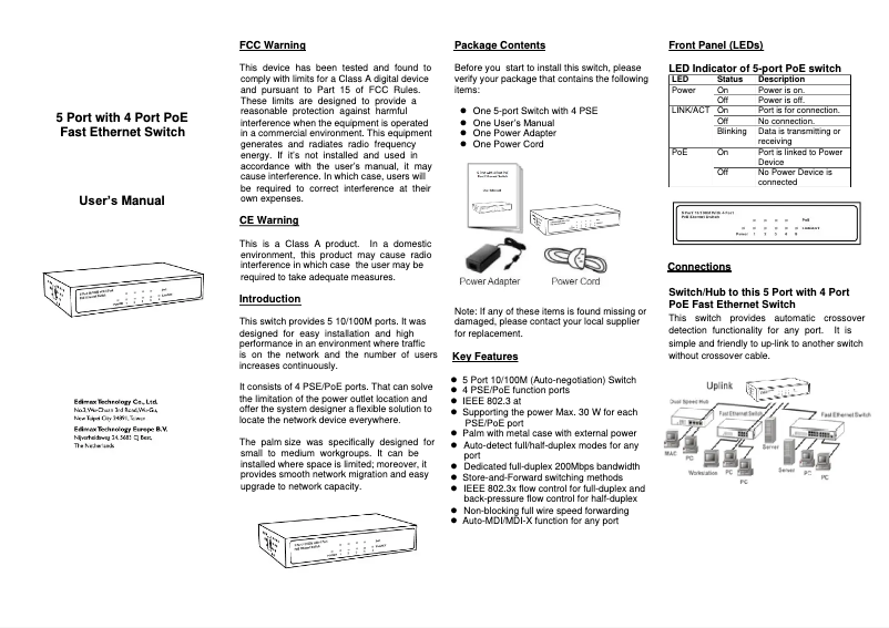Imagen de la primera página del manual del dispositivo ES-5804PH