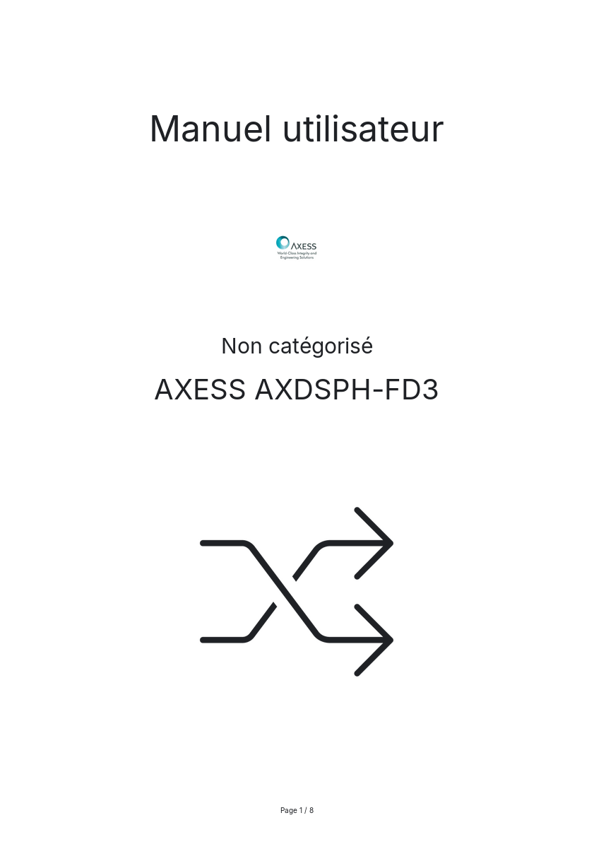 Image de la première page du manuel de l'appareil AXDSPH-FD3
