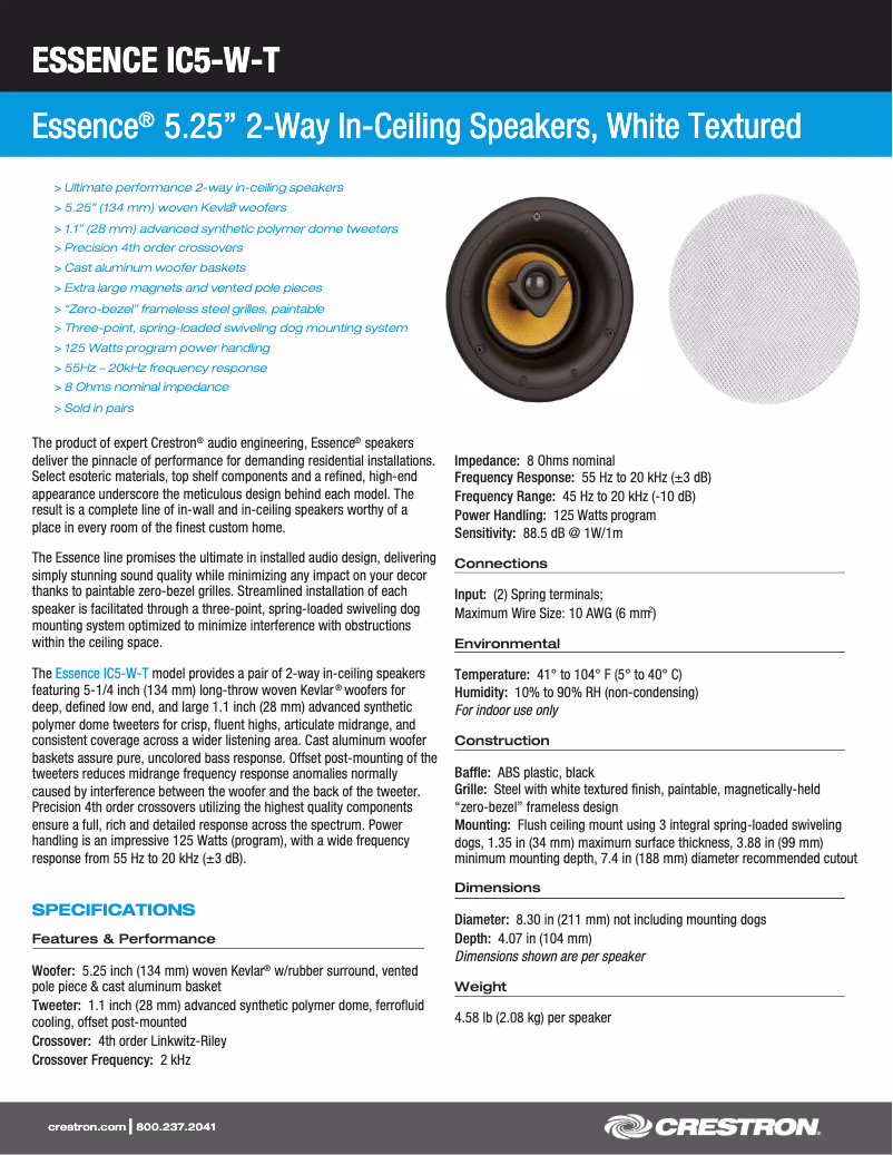 Image de la première page du manuel de l'appareil ESSENCE IC5-W-T