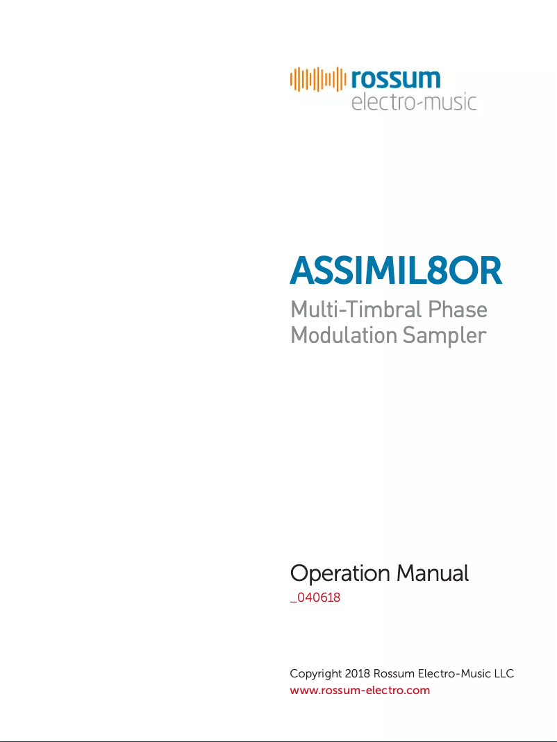 Page 1 de la notice Manuel utilisateur Rossum Electro-Music ASSIMIL8OR
