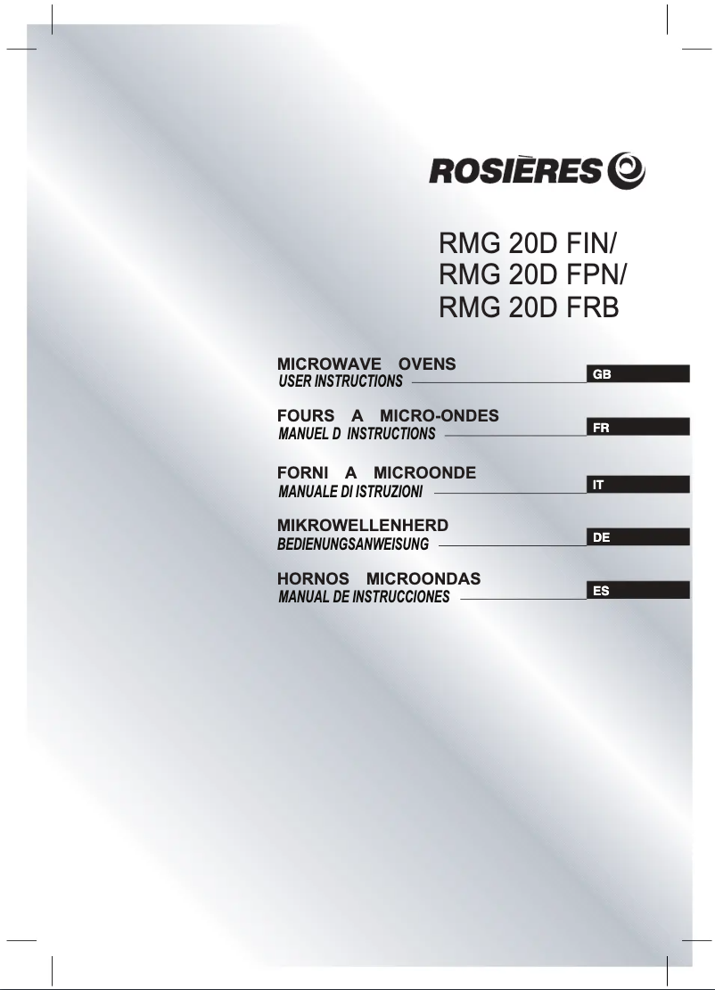 Page n°1 - Manuel utilisateur Rosieres RMG 20D FPN
