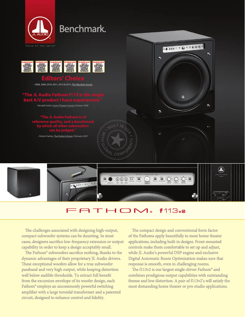 Page 1 de la notice Fiche technique JL Audio Fathom V2
