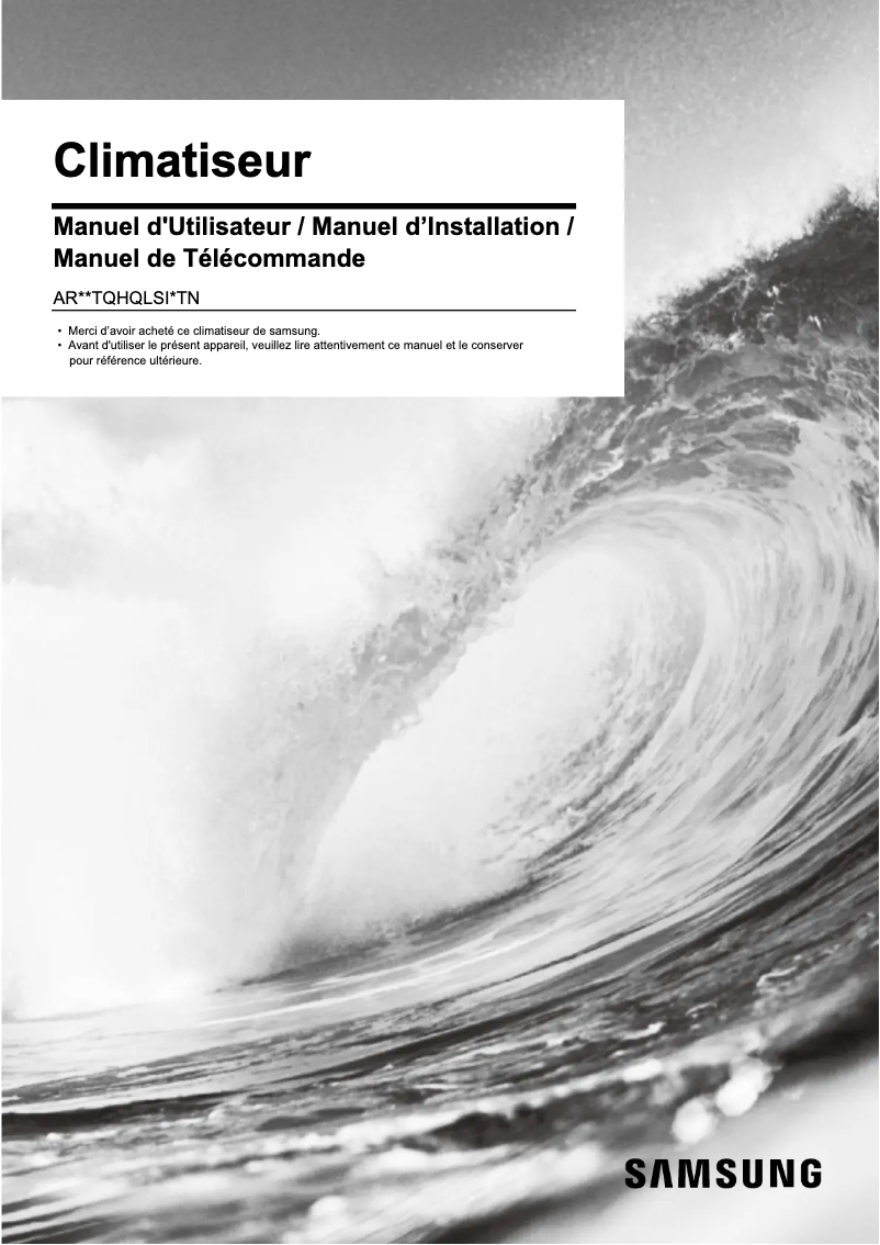 Page 1 de la notice Manuel utilisateur Samsung AR18TQHQLSI2TN