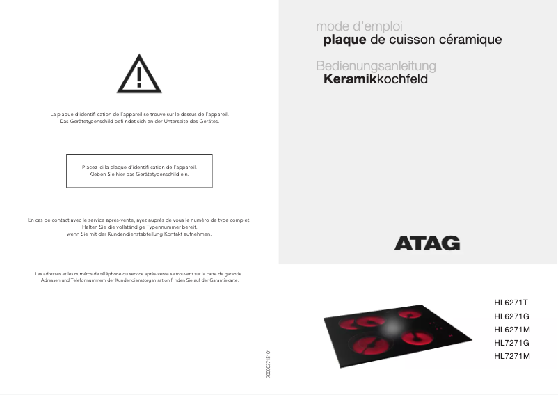 Page 1 de la notice Manuel utilisateur Atag HL6271M