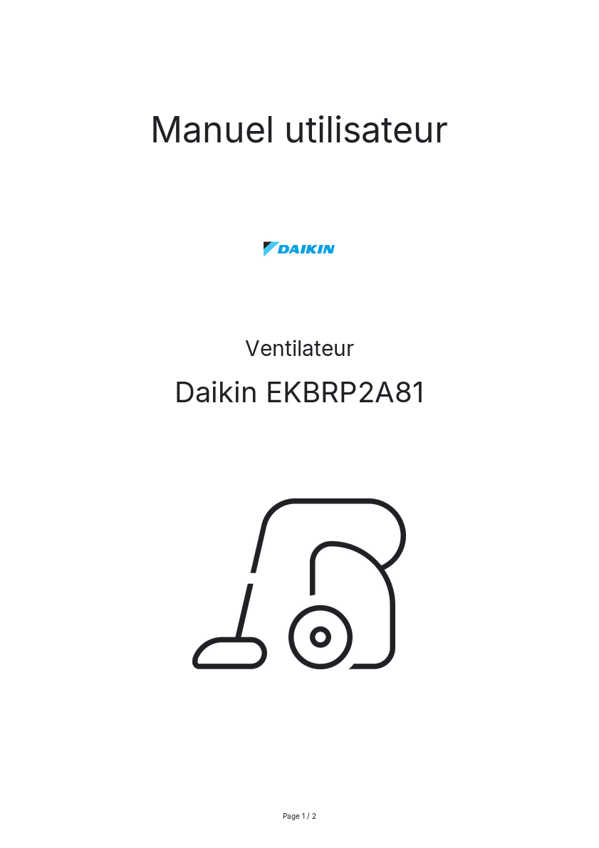 Image de la première page du manuel de l'appareil EKBRP2A81