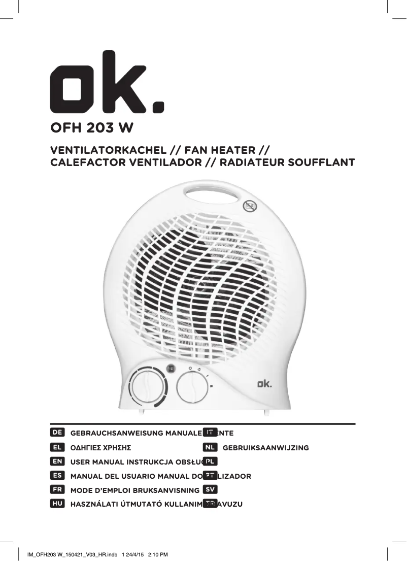 Page 1 de la notice Manuel utilisateur OK OFH 203 W