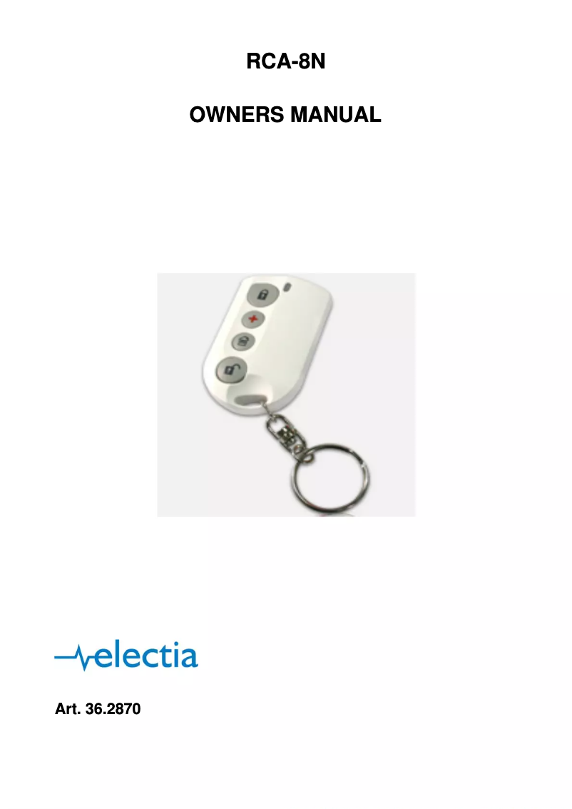 Page n°1 - Manuel utilisateur Electia RCA-8N