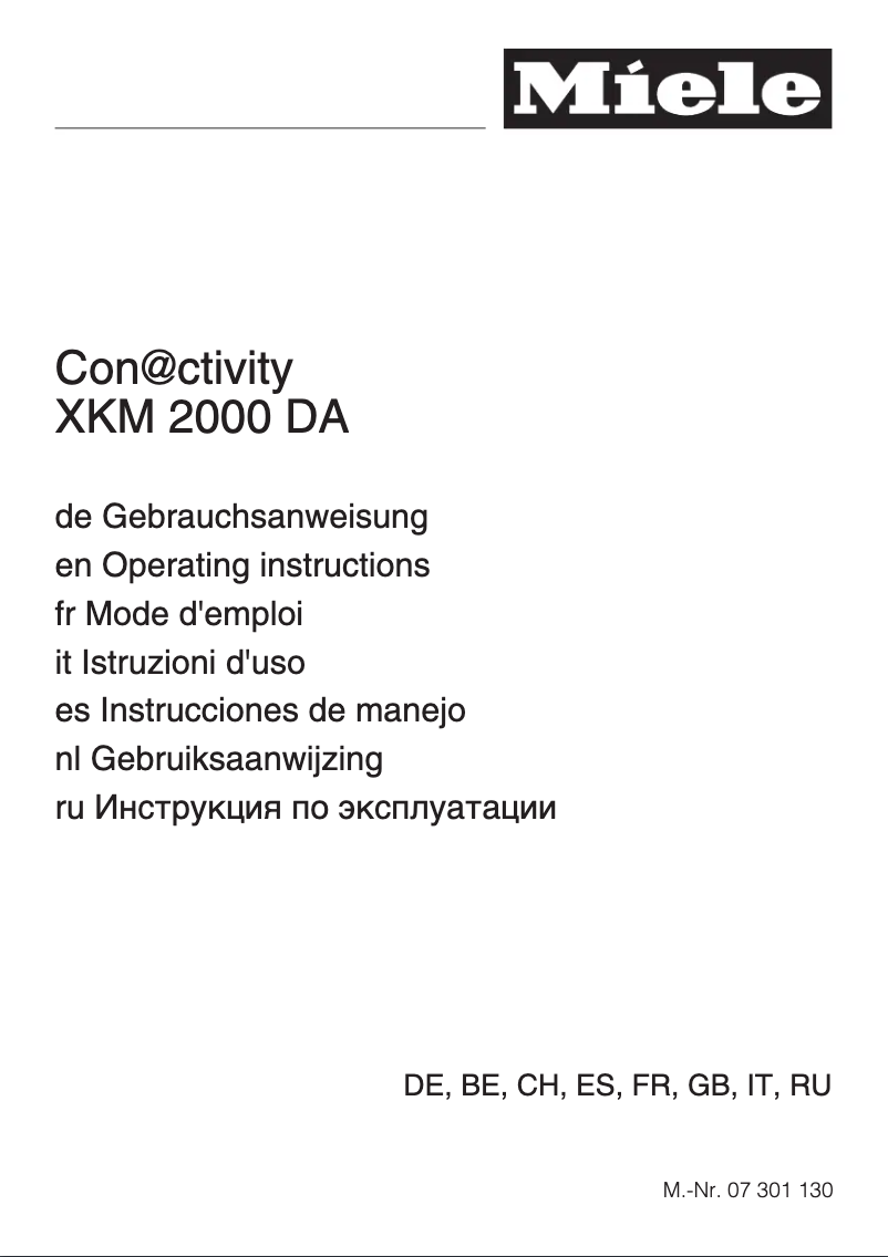 Page 1 de la notice Manuel utilisateur Miele XKM 2000 DA