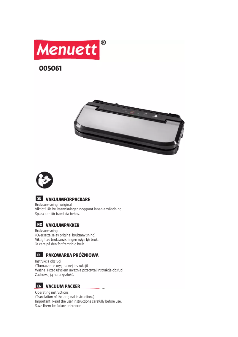 Page 1 de la notice Manuel utilisateur Menuett 005-061