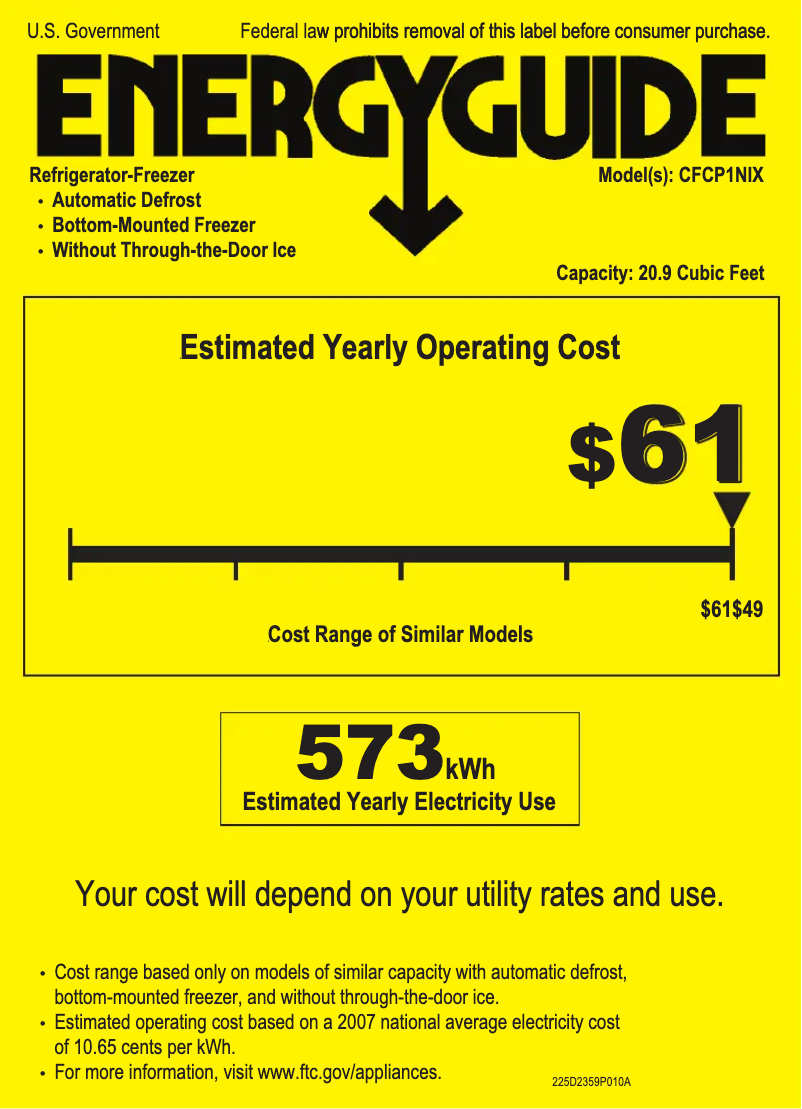 Page n°1 - Label énergétique GE Café CFCP1NIXSS