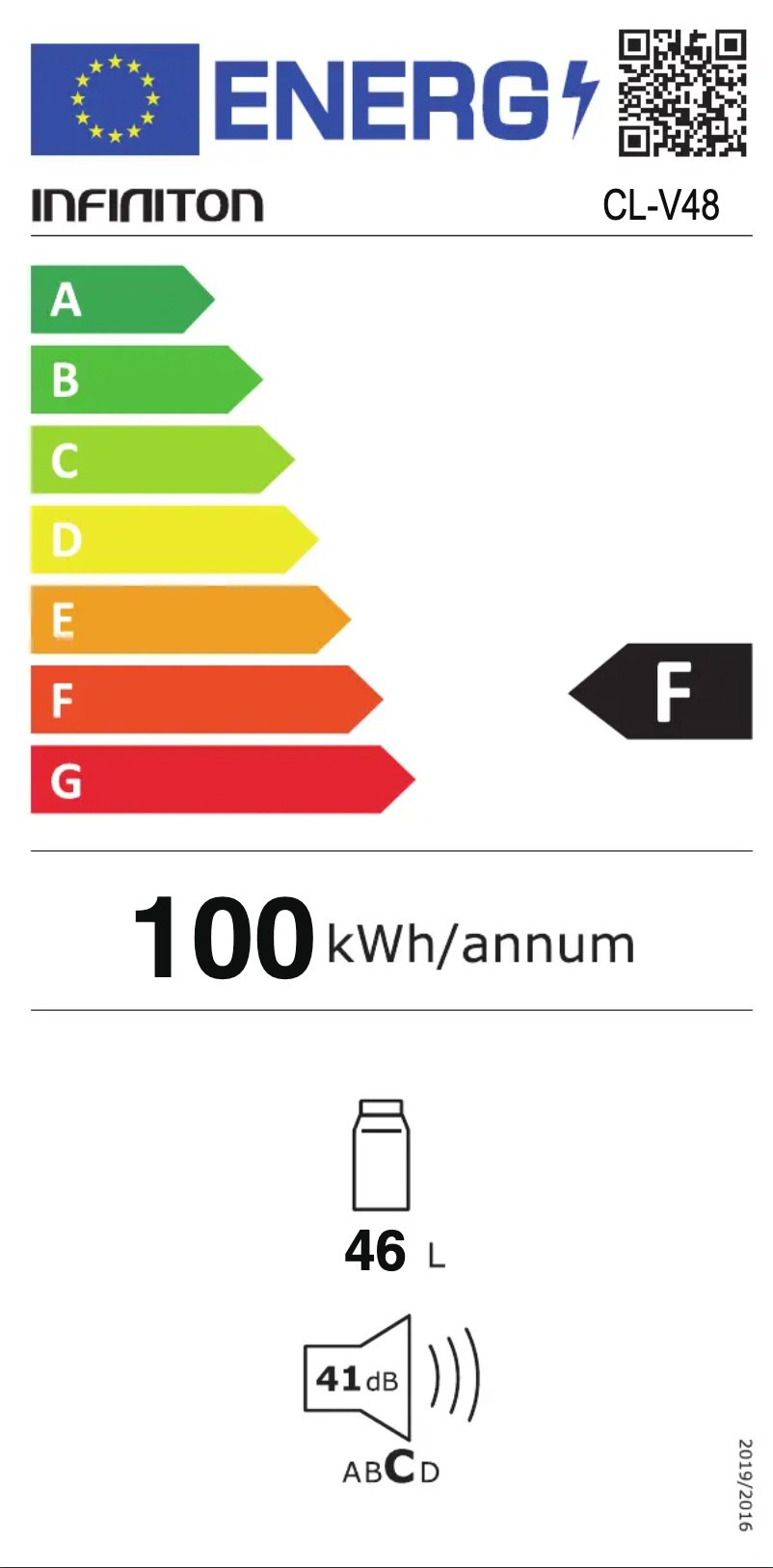 Page 1 de la notice Label énergétique Infiniton CL-V48
