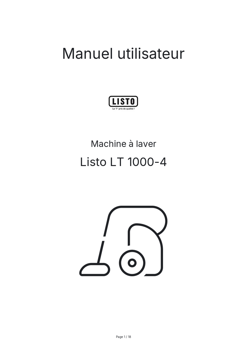 Page n°1 - Manuel utilisateur Listo LT 1000-4