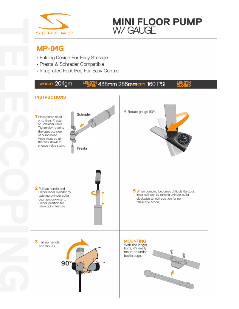 Page n°1 - Manuel utilisateur Serfas MP-04G