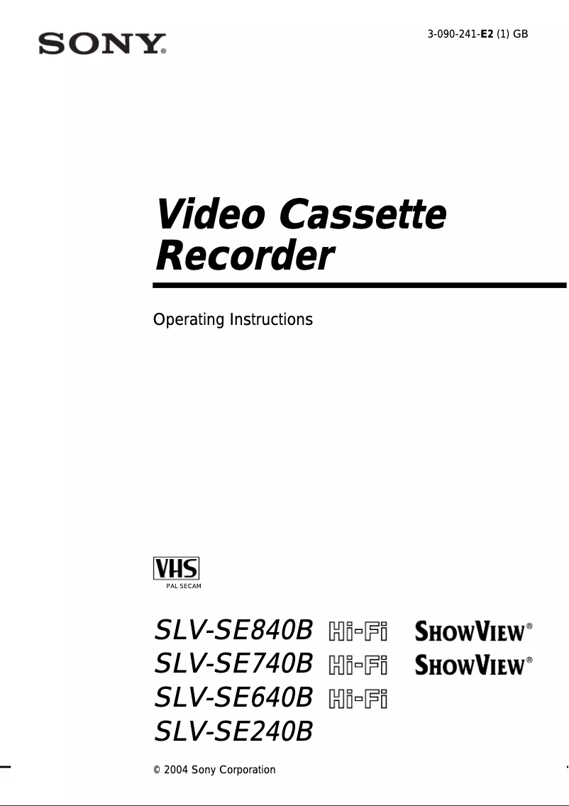 Image de la première page du manuel de l'appareil SLV-SE840