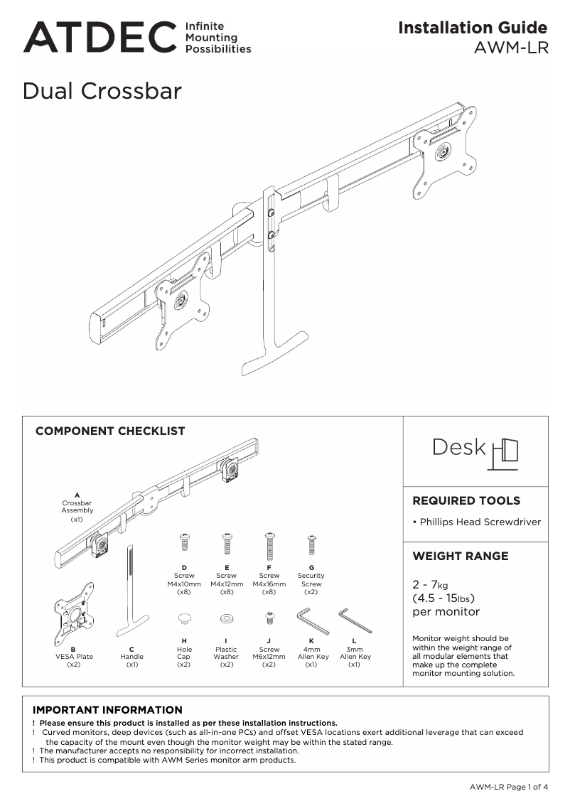 Page n°1 - Manuel utilisateur Atdec AWM-LR