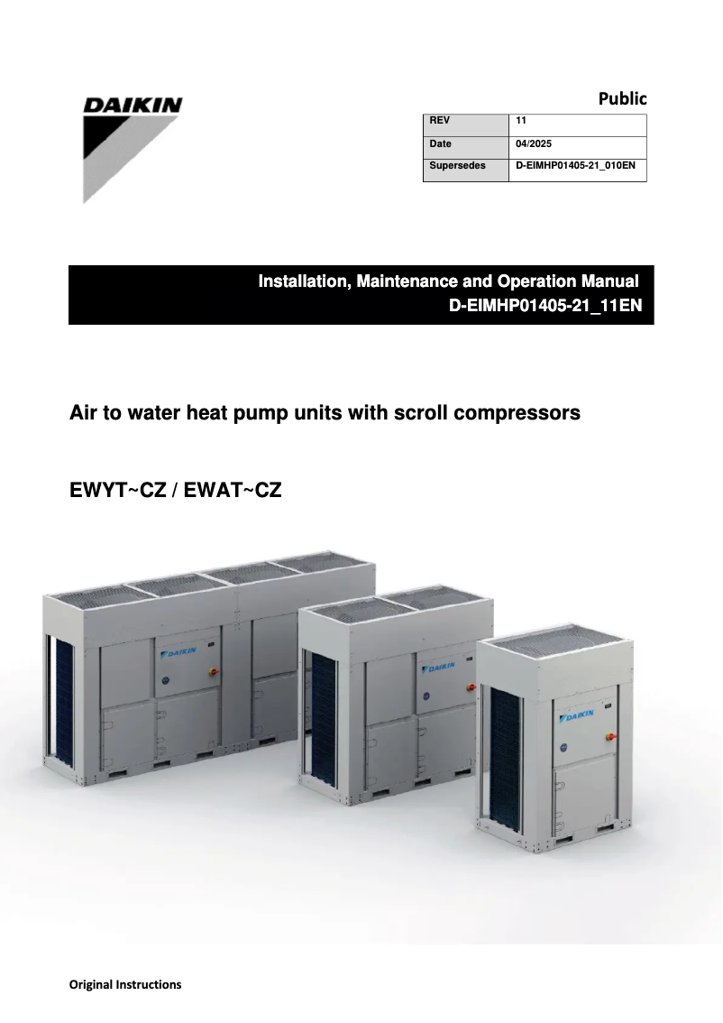 Page n°1 - Manuel utilisateur Daikin EWAT090CZNBA2