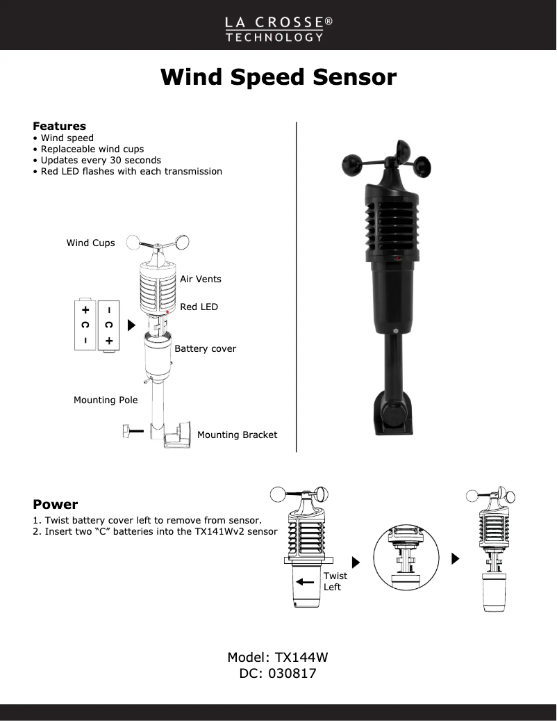 Page 1 de la notice Manuel utilisateur La Crosse Technology TX144W