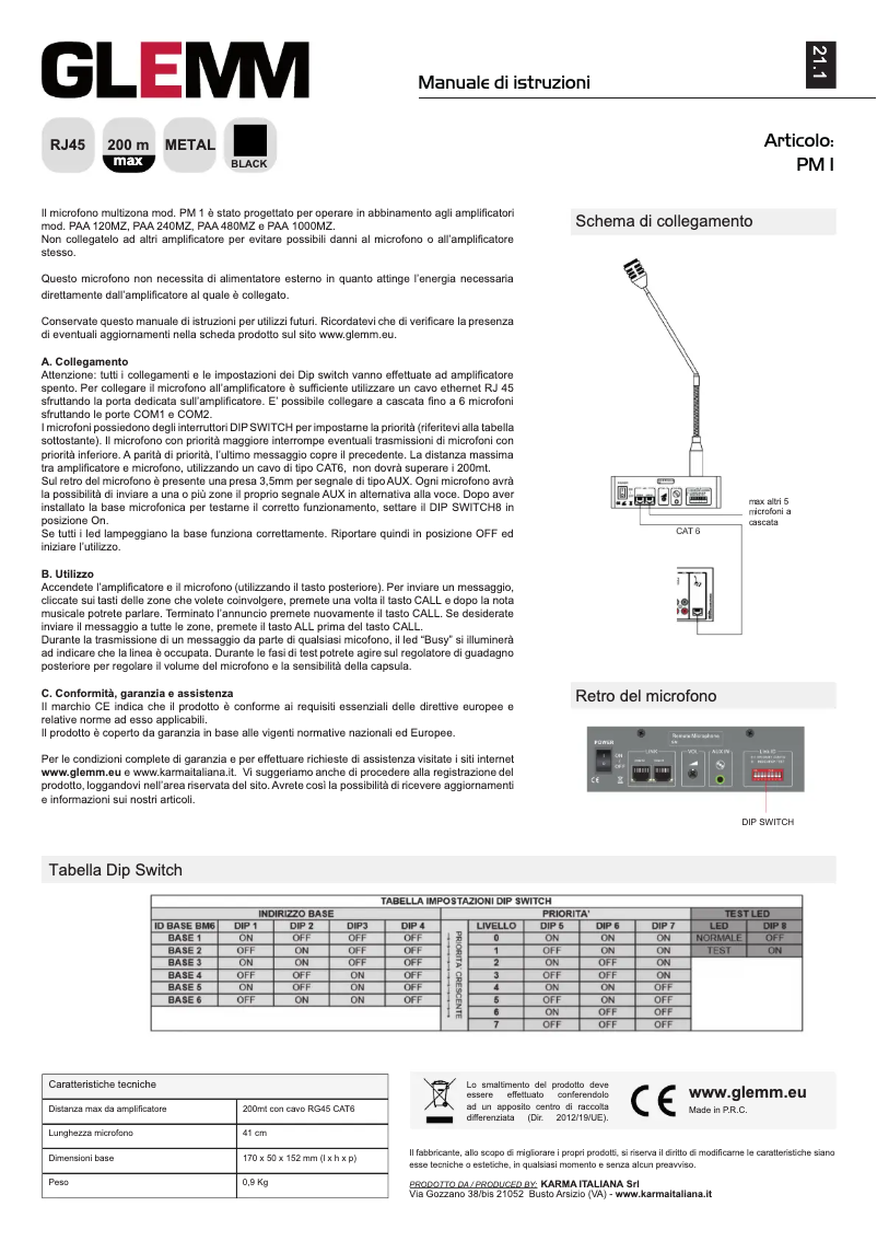Page n°1 - Manuel utilisateur Glemm PM 1