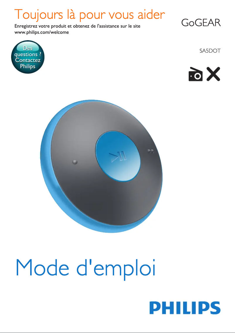 Image de la première page du manuel de l'appareil GoGear SA5DOT02ONS