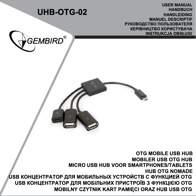 Page 1 de la notice Manuel utilisateur Gembird UHB-OTG-02