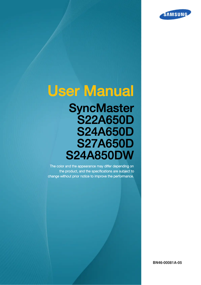 Page n°1 - Manuel utilisateur Samsung SyncMaster S22A650D