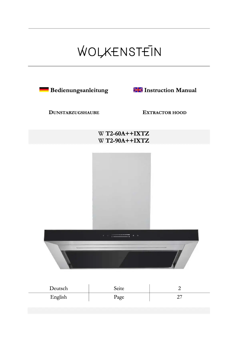 Page n°1 - Manuel utilisateur Wolkenstein W T2-60A++IXTZ