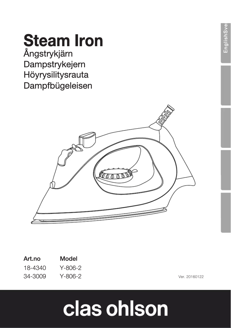 Page 1 de la notice Manuel utilisateur Clas Ohlson Y-806-2