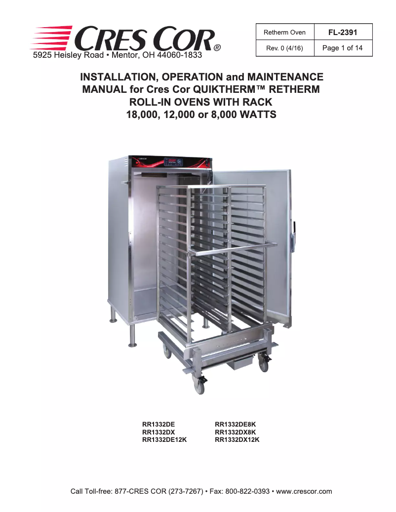 Page 1 de la notice Manuel utilisateur Cres Cor RR1332DE