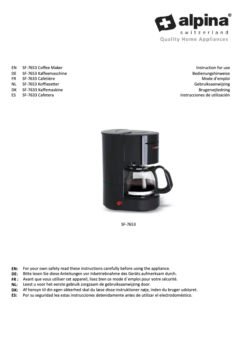 Page 1 de la notice Manuel utilisateur Alpina SF-7653