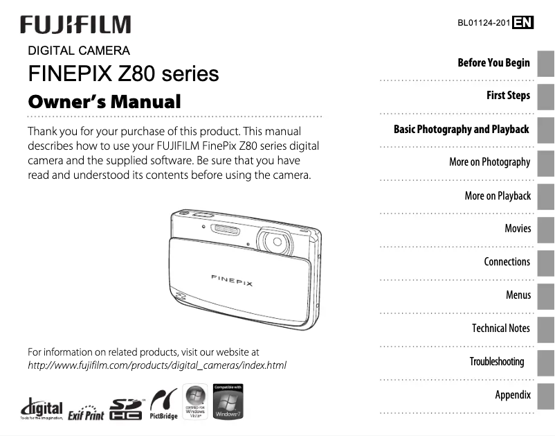 Page n°1 - Manuel utilisateur Fujifilm FinePix Z80