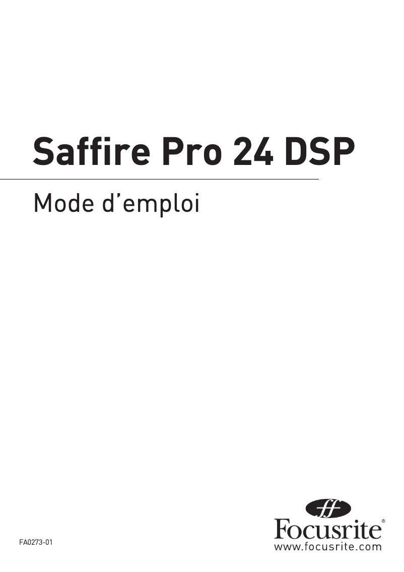 Page 1 de la notice Manuel utilisateur Focusrite Saffire Pro 24 DSP