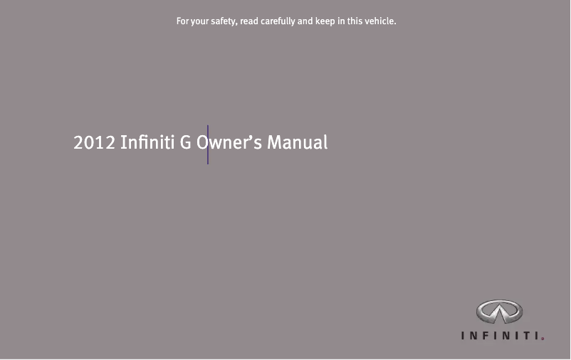 Page 1 de la notice Manuel utilisateur Infiniti G Sedan (2012)