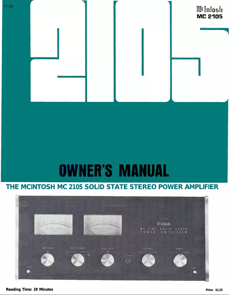 Page 1 de la notice Manuel utilisateur McIntosh MC-2105