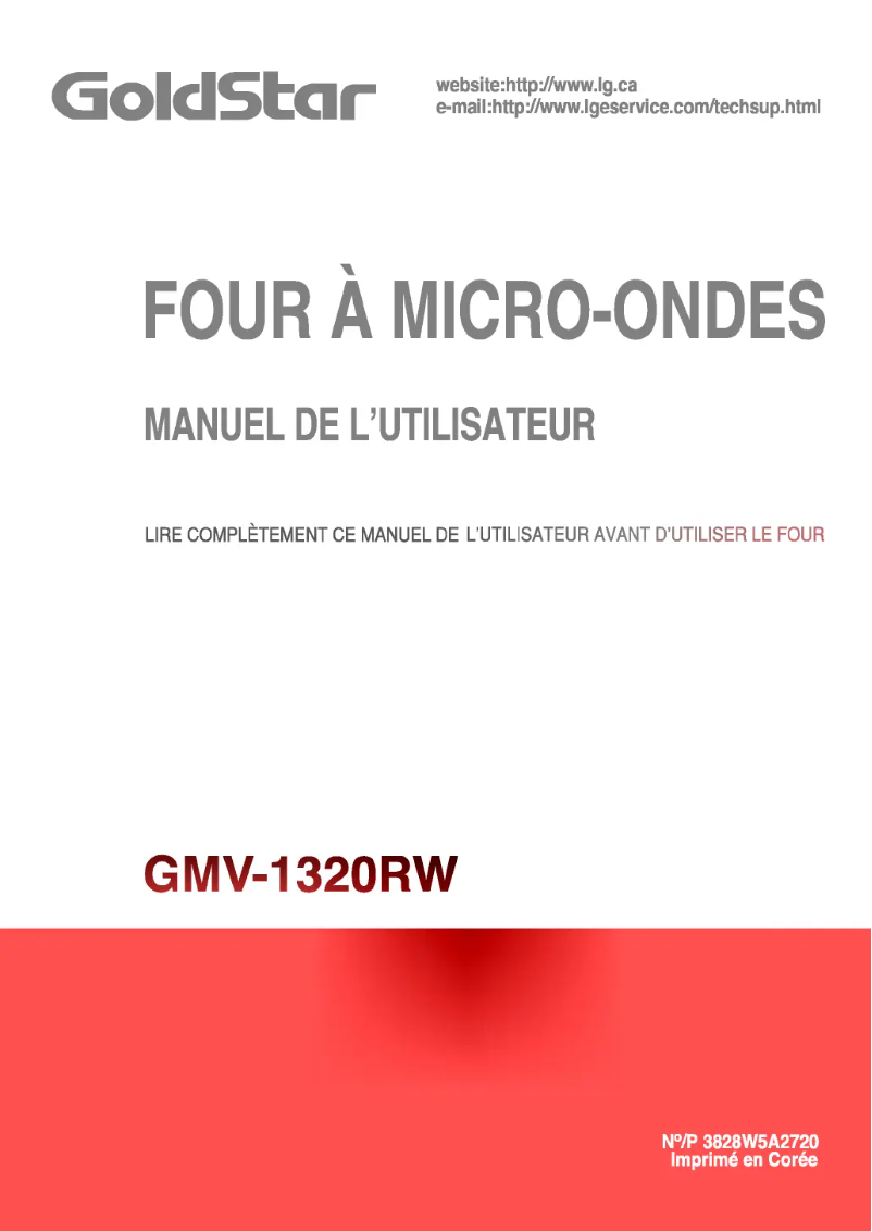 Page 1 de la notice Manuel utilisateur LG GMV-1320RW