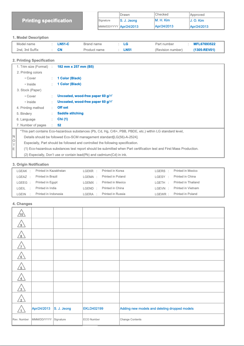 Imagen de la primera página del manual del dispositivo 32LN5180
