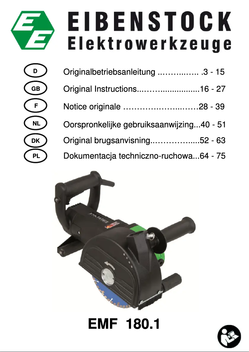 Page n°1 - Manuel utilisateur Eibenstock EMF 180.1