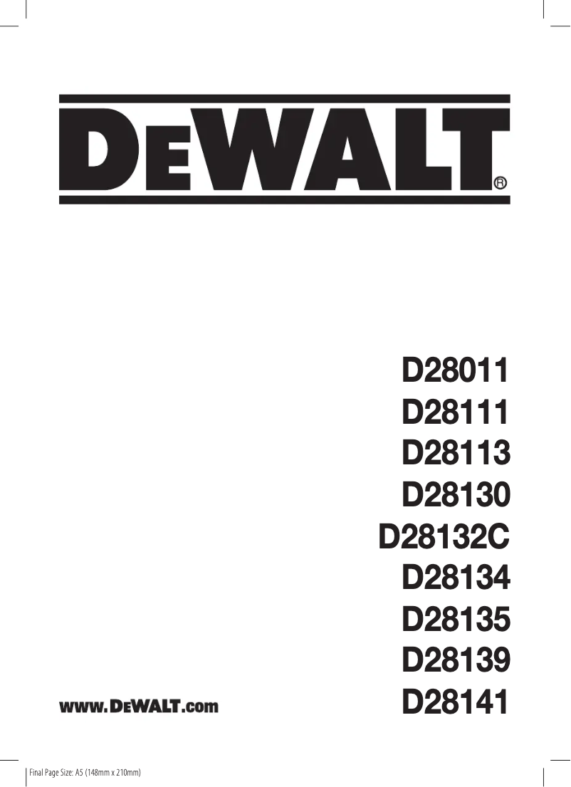 Page n°1 - Manuel utilisateur DeWalt D28011