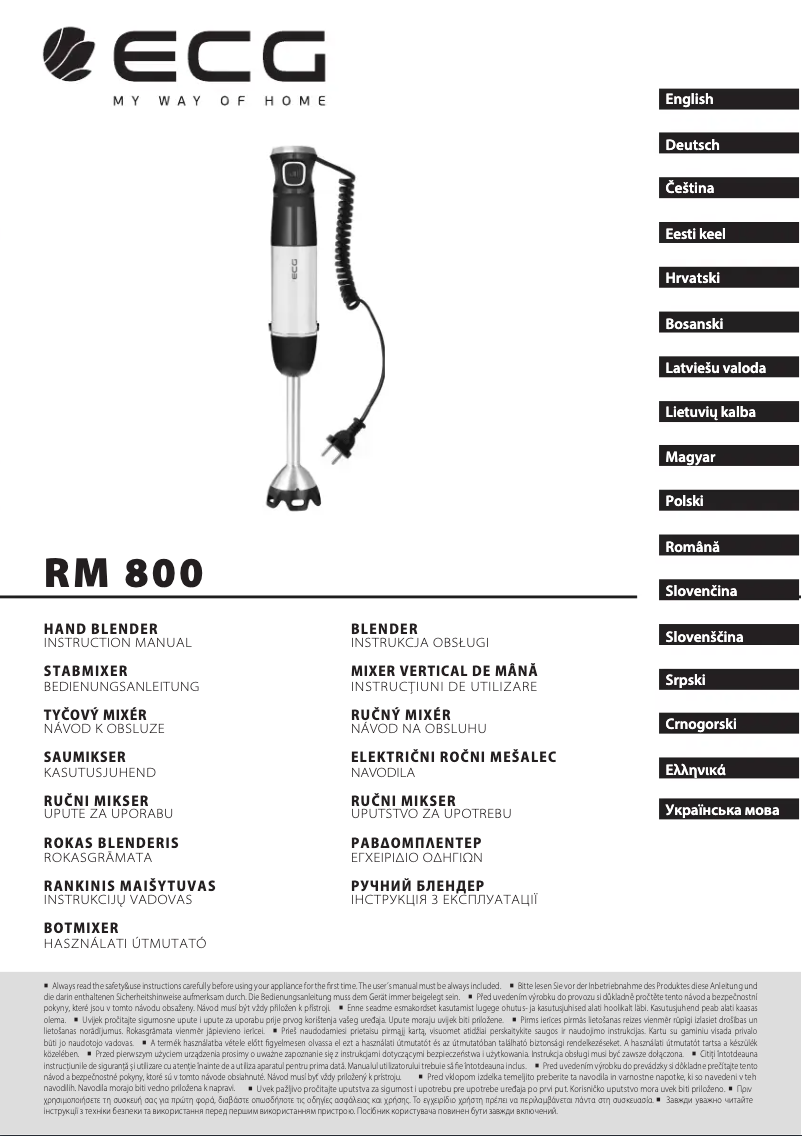 Image de la première page du manuel de l'appareil RM 800