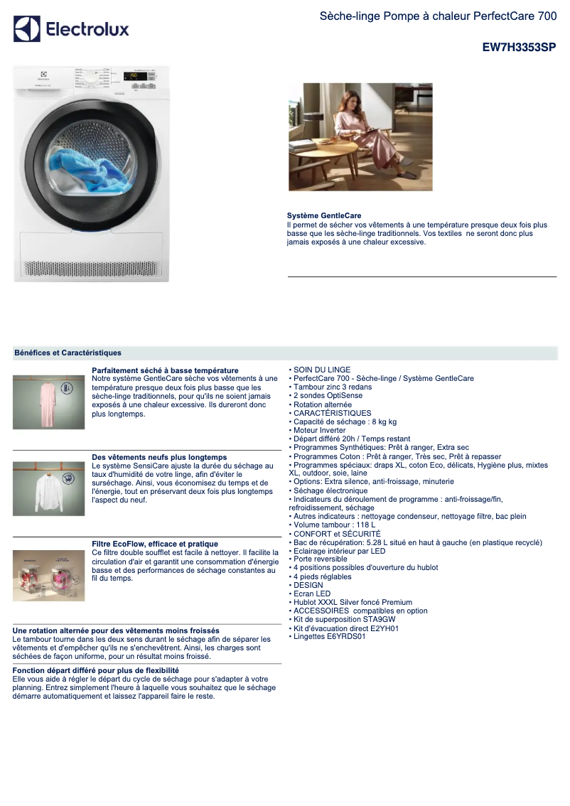 Image de la première page du manuel de l'appareil EW7H3353SP