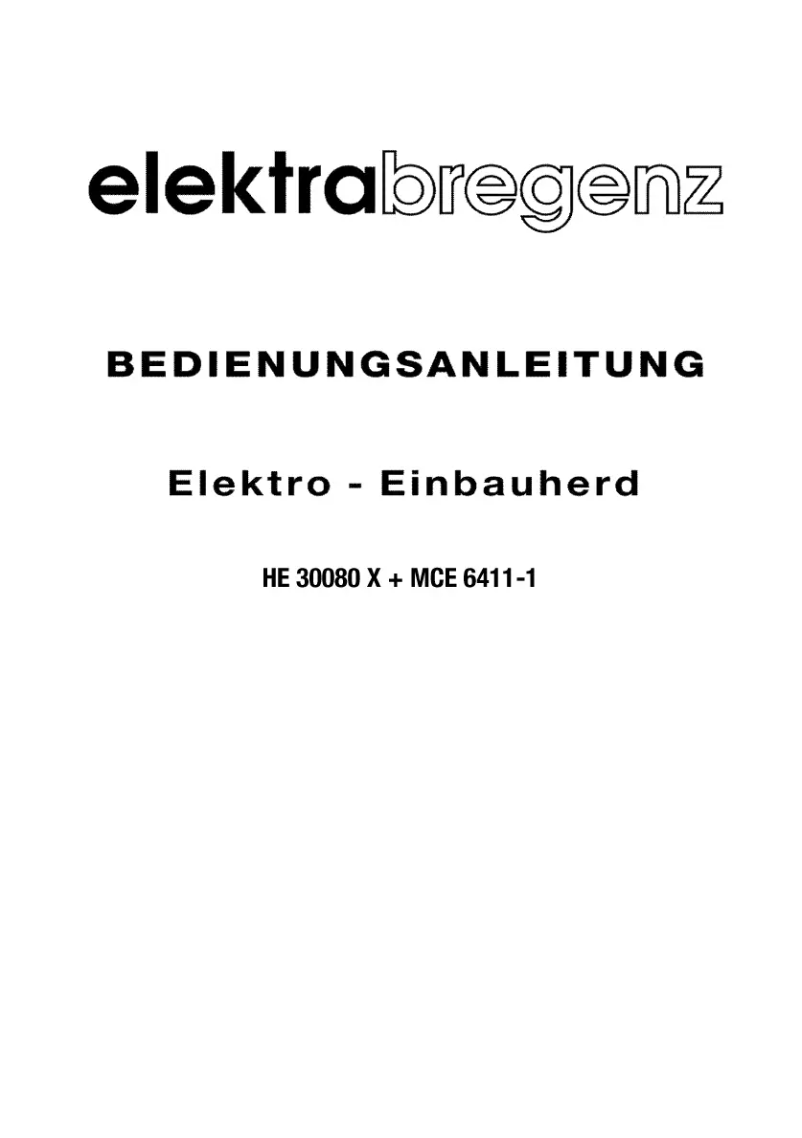 Page n°1 - Manuel utilisateur Elektra Bregenz HE 30080 X