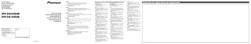 Page n°1 - Guide de démarrage rapide Pioneer SPH-DA130DAB