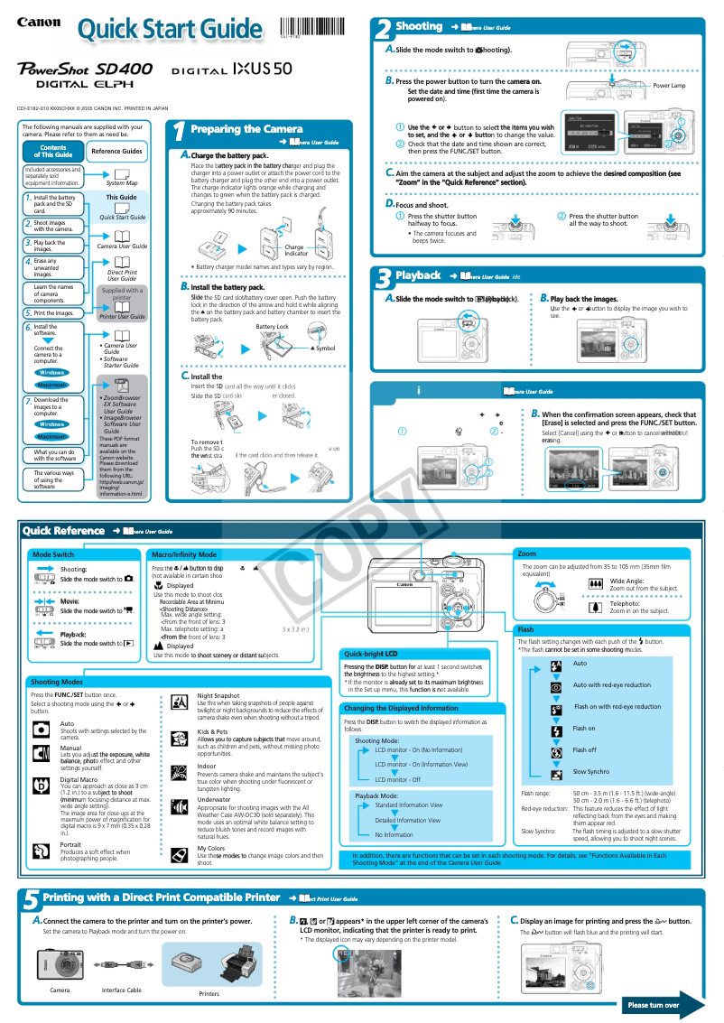 Página 1 del manual Manual de usuario Canon PowerShot SD400
