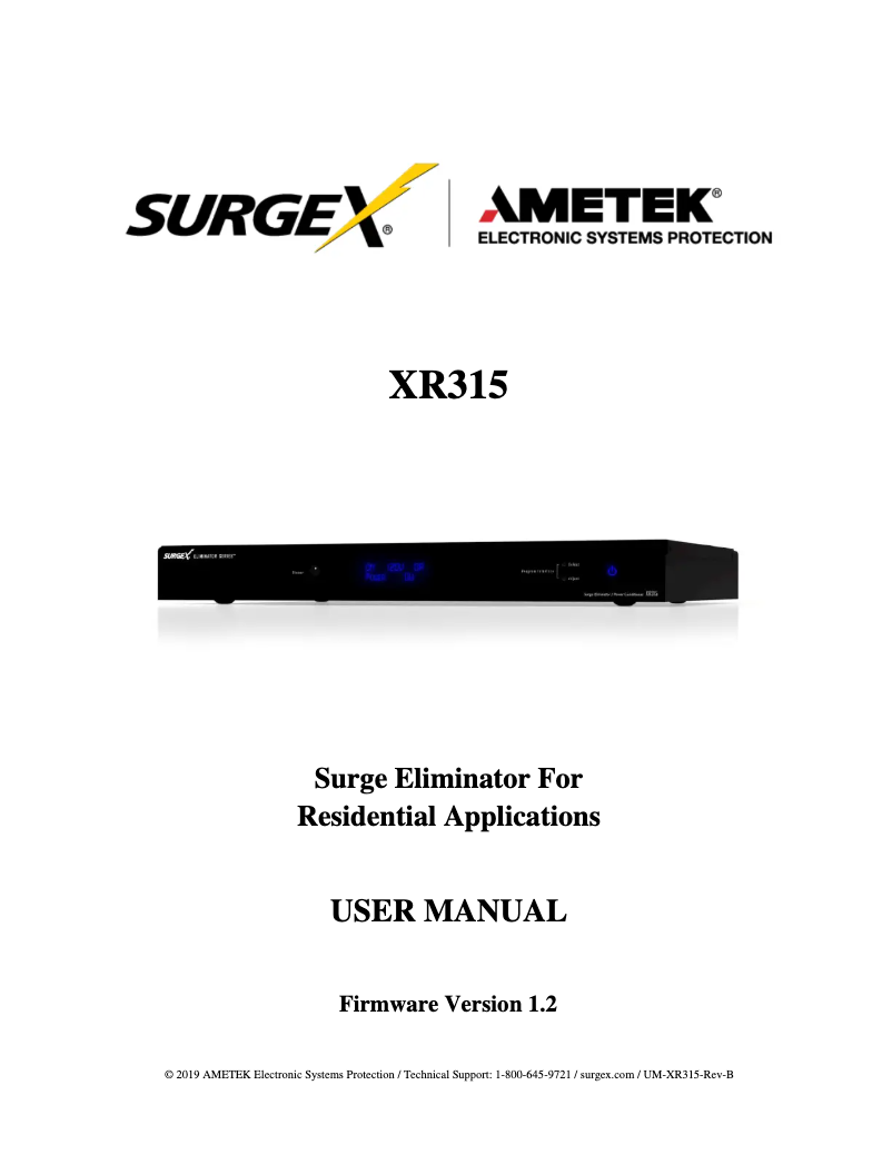 Image de la première page du manuel de l'appareil XR315