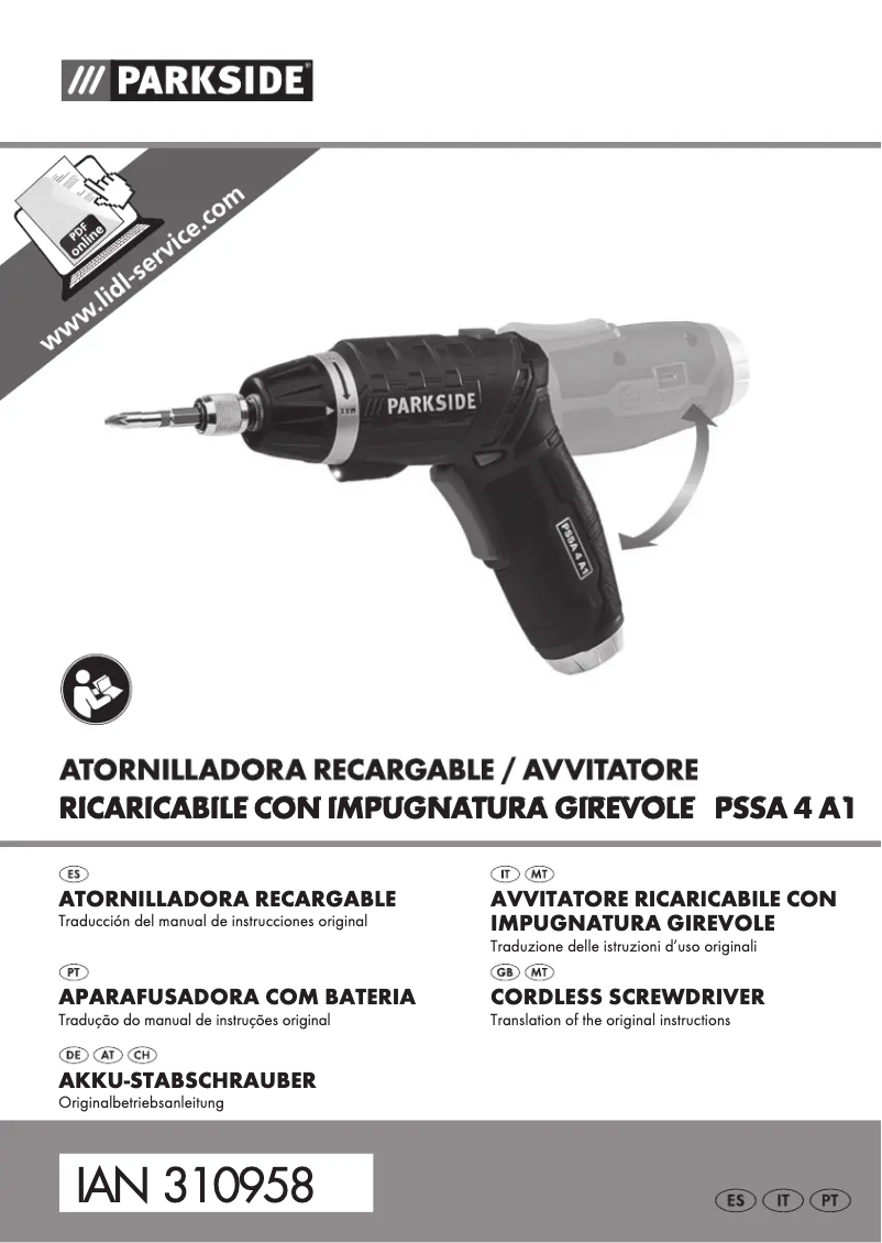 Page 1 de la notice Manuel utilisateur Parkside PSSA 4 A1