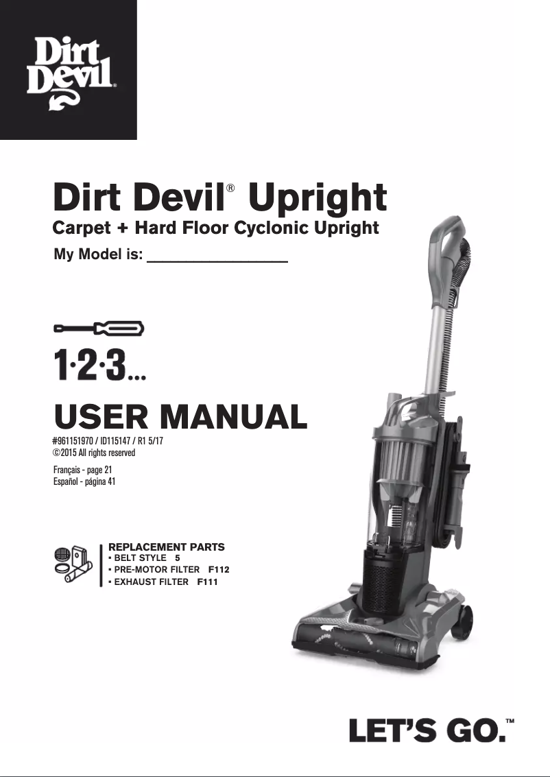 Page 1 de la notice Manuel utilisateur Dirt Devil Power MAX UD70161