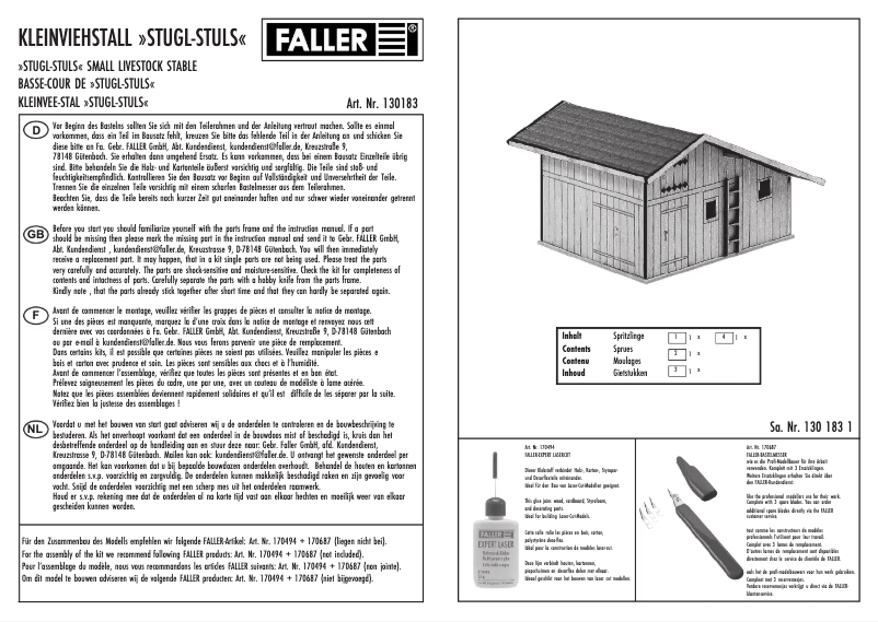 Page n°1 - Manuel utilisateur Faller 130183
