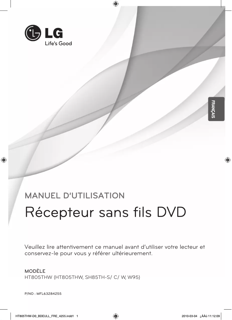 Page 1 de la notice Manuel utilisateur LG HT805THW