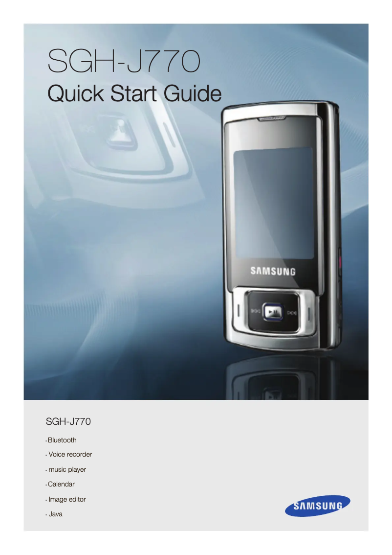 Page n°1 - Guide de démarrage rapide Samsung SGH-J770
