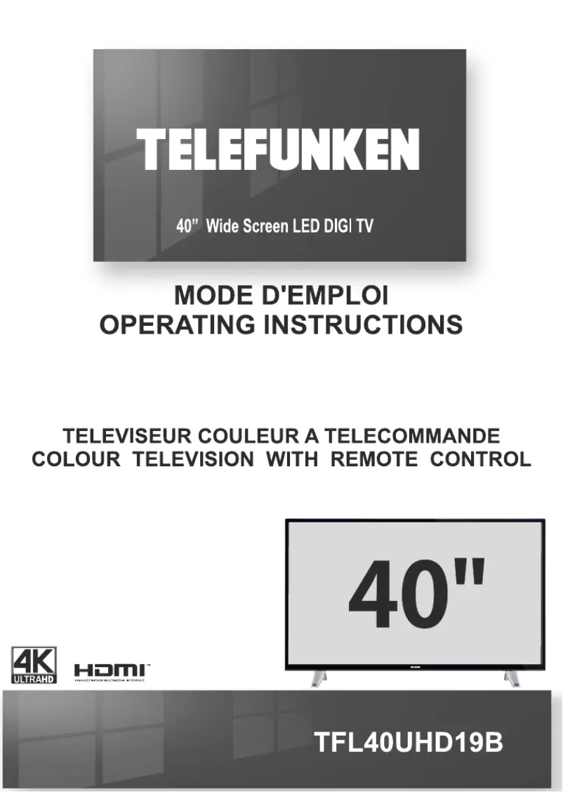 Image de la première page du manuel de l'appareil TFL40UHD19B